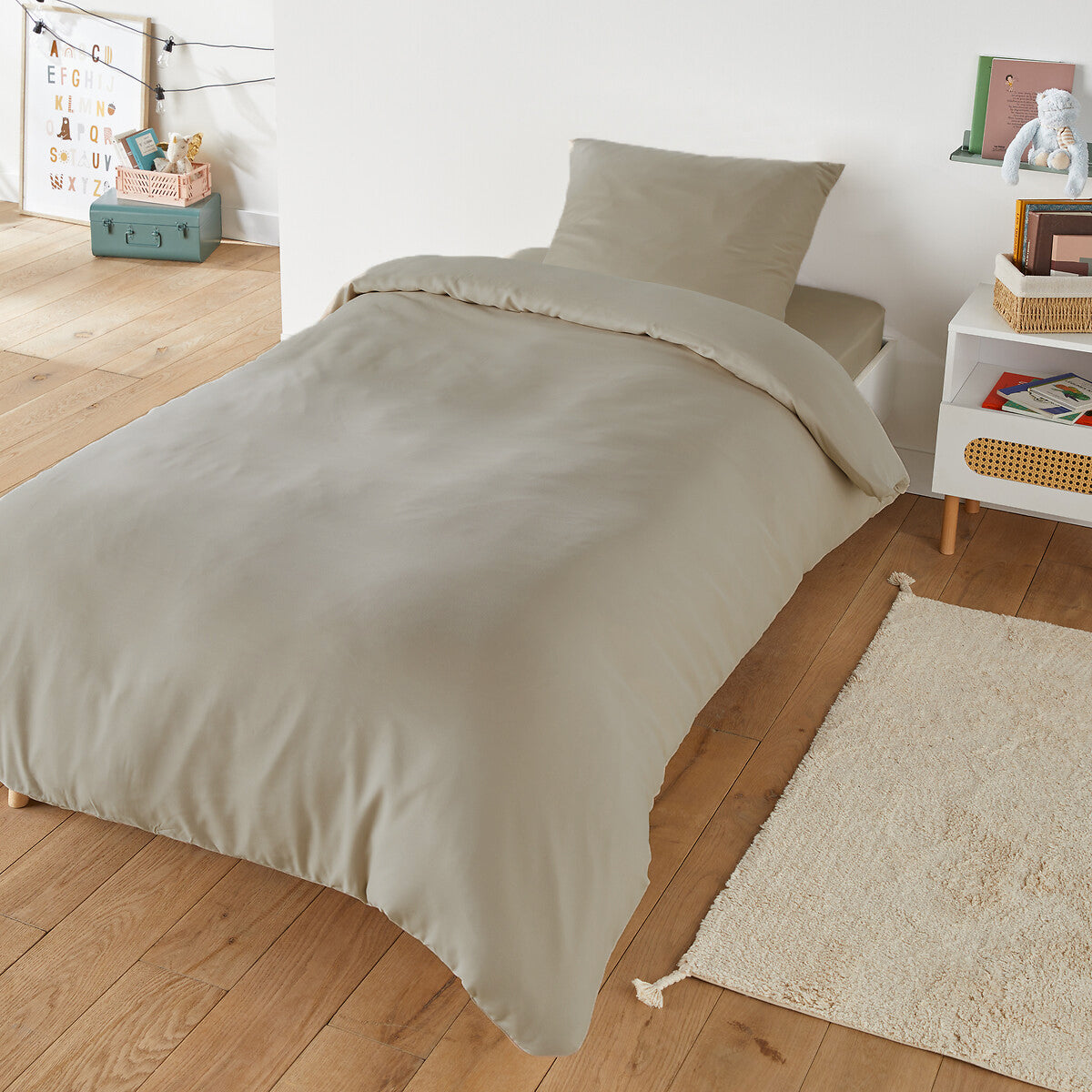 Housse de couette + 1 taie d'oreiller 100% coton (1 Place)