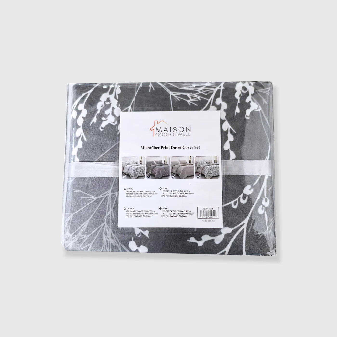 Housse parure de lit imprimée 4 pièces - White flowers