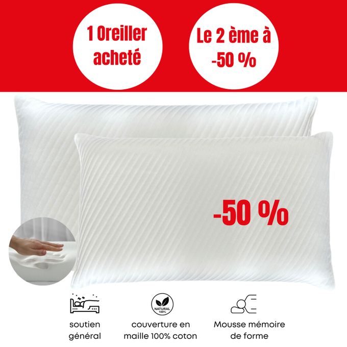 Pack 2 Oreillers Médicaux à mémoire de forme 14 H