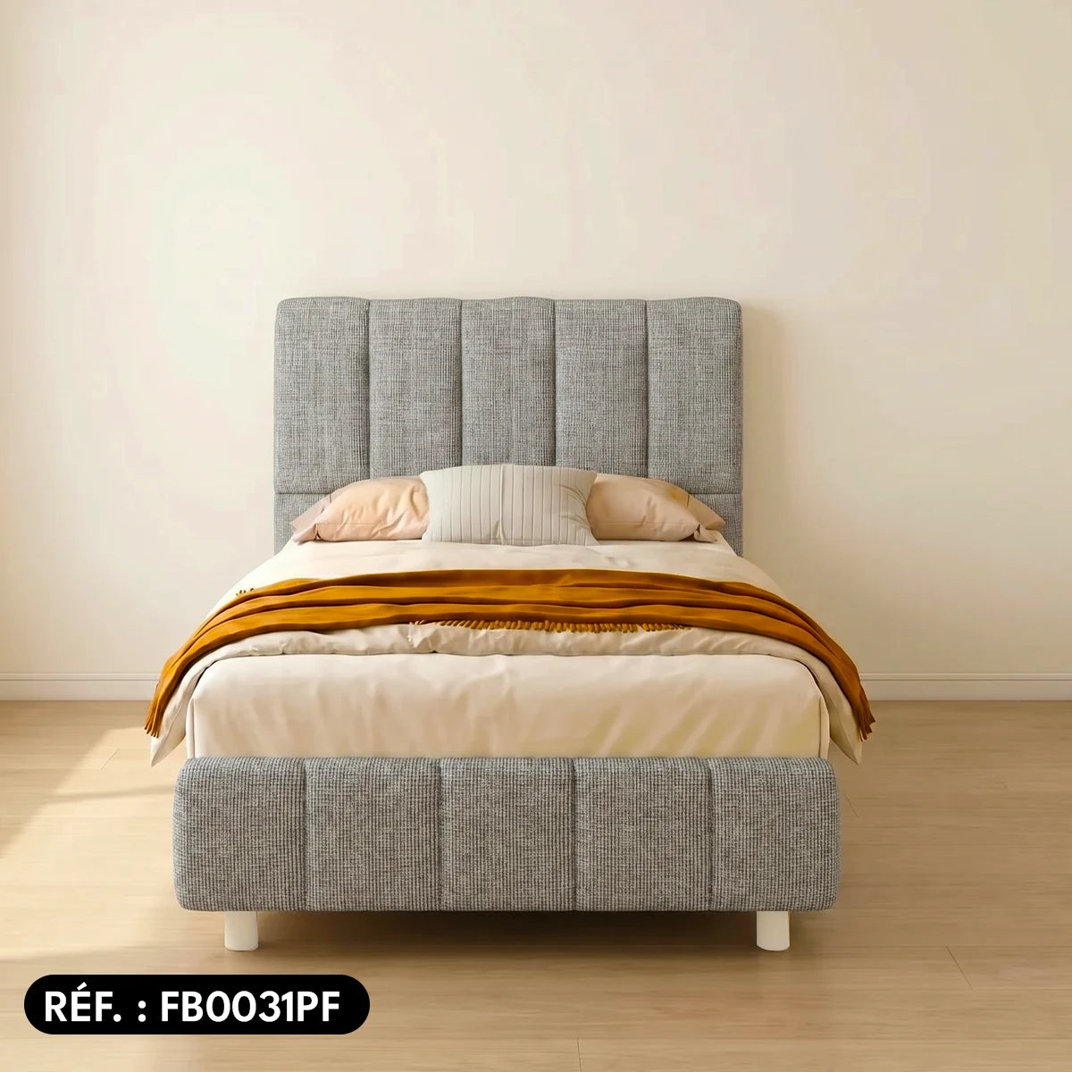 Sommier + tête de lit tapissier Ibiza - (1 place)