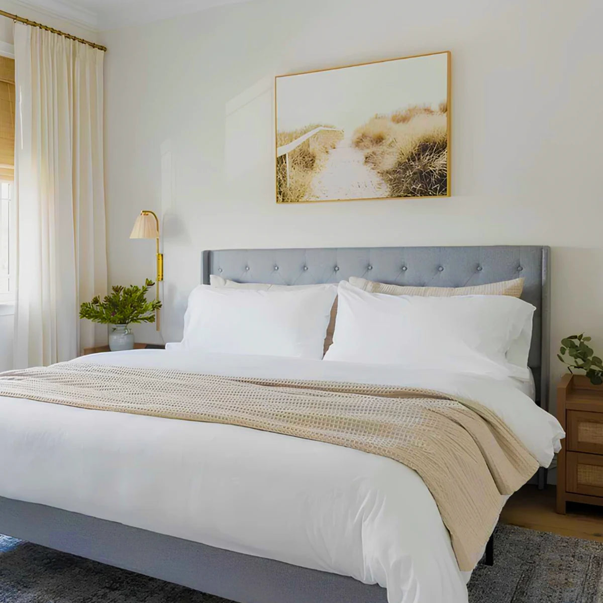 Pack Airbnb - Parure de lit de 4 pièces + Couette + protège matelas 1