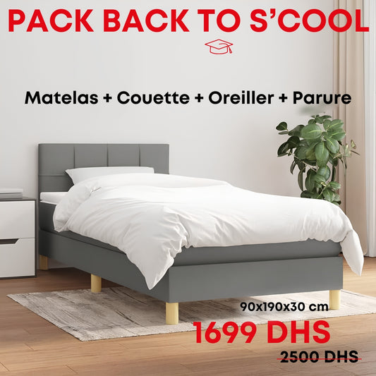 Pack Back to school (matelas + couette + oreiller + parure)