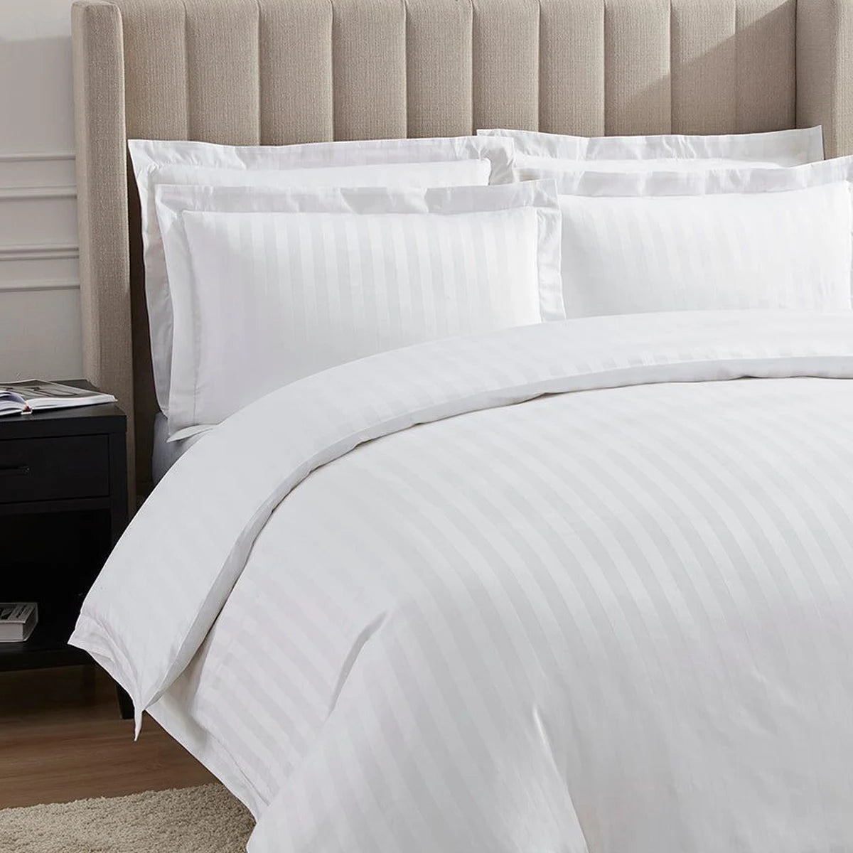Housse parure de lit coton satiné 300 fils 4 pièces - À rayures 3