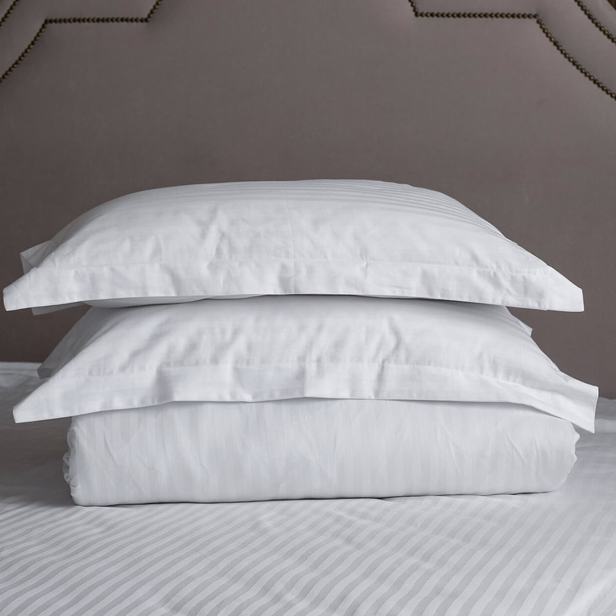 Housse parure de lit coton satiné 300 fils 4 pièces - À rayures 5
