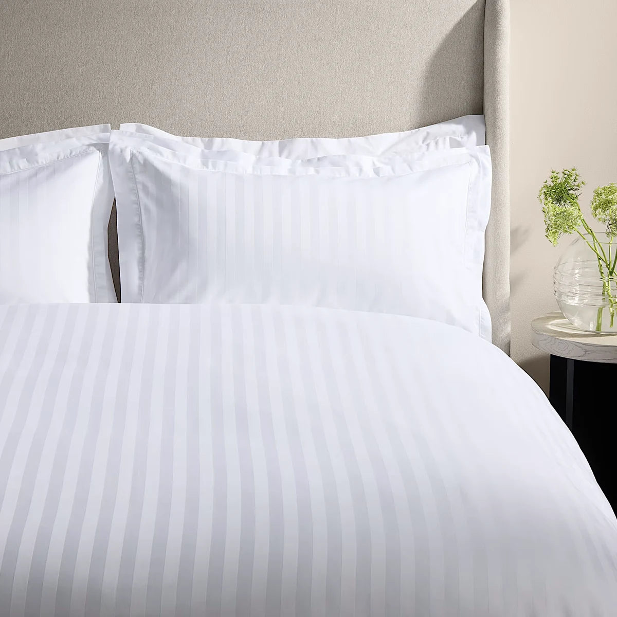 Housse parure de lit coton satiné 300 fils 4 pièces - À rayures 6