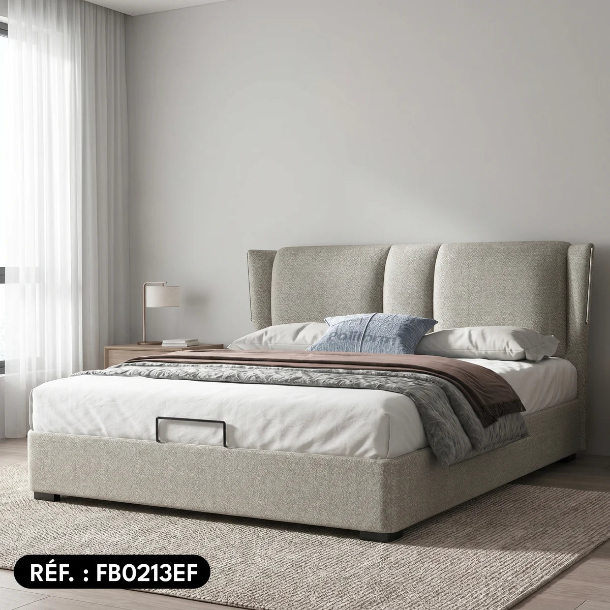 Sommier avec rangement + Tête de lit tapissier - Nice 1