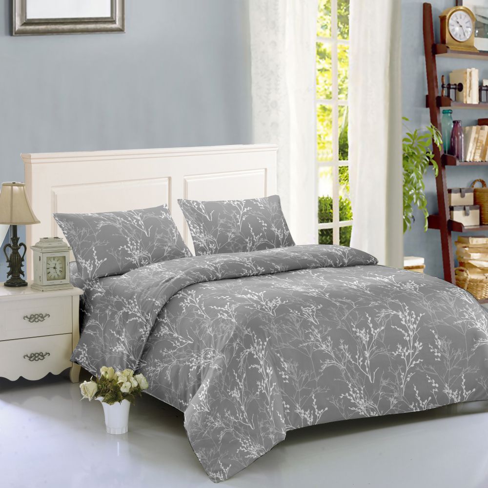 Housse parure de lit imprimée 4 pièces - White flowers - maison good and well