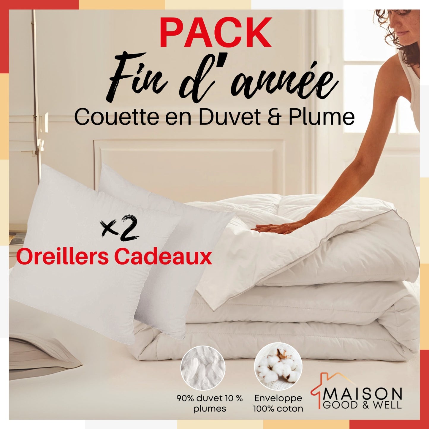 Couette Plume Duvet + 2 oreillers gratuits