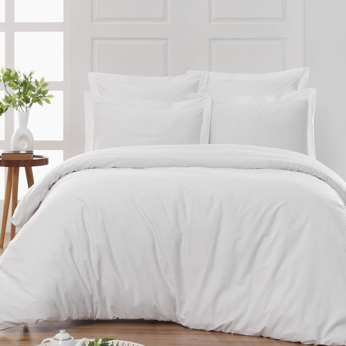 Housse parure de lit coton satiné 300 fils - 4 pièces (sans couette)