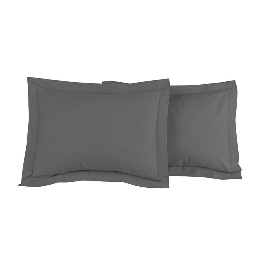 2 taies d'oreiller - 100% coton Noir anthracite