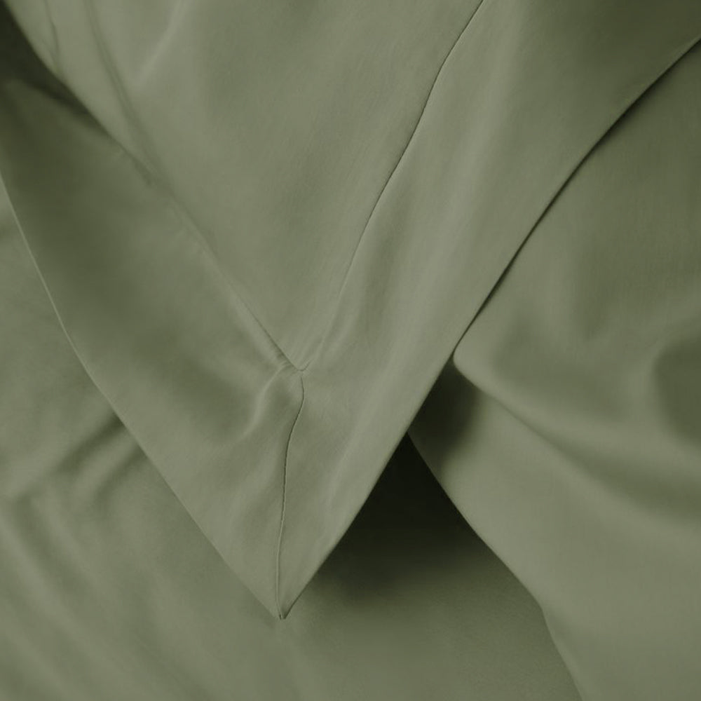 2 taies d'oreiller - Percale de coton Vert olive