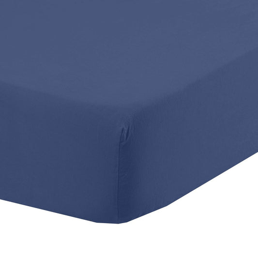 drap housse linge de lit bleu marine coton 