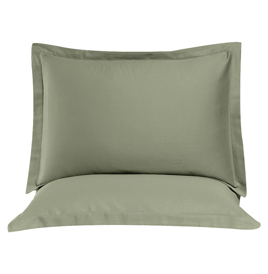 2 taies d'oreiller - Percale de coton Vert olive