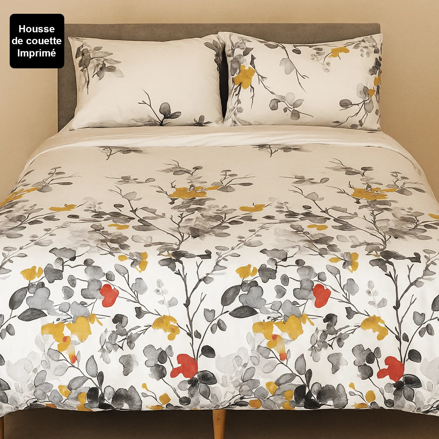 Housse parure de lit imprimée 4 pièces - floralia