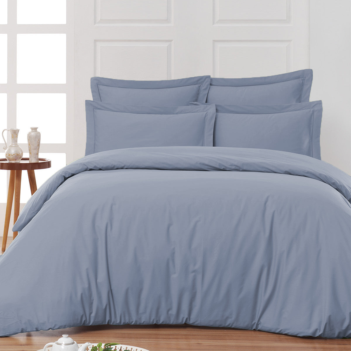 Housse parure de lit coton satiné 300 fils - 4 pièces (sans couette)
