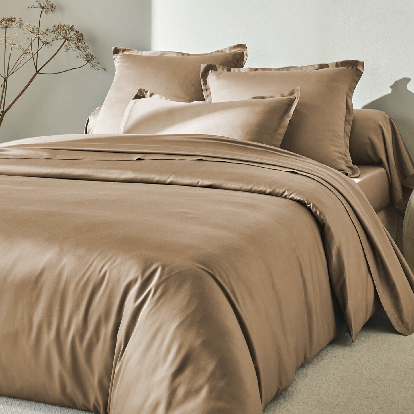 Housse parure de lit coton satiné 300 fils - 4 pièces