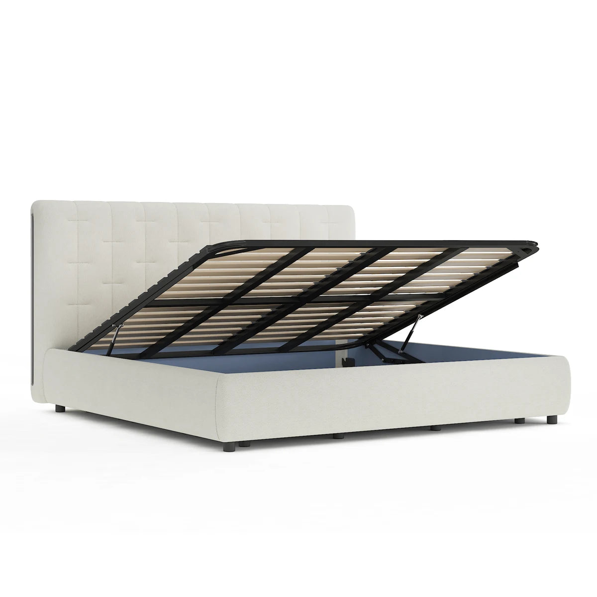 Sommier avec rangement + Tête de lit tapissier - Lima 2