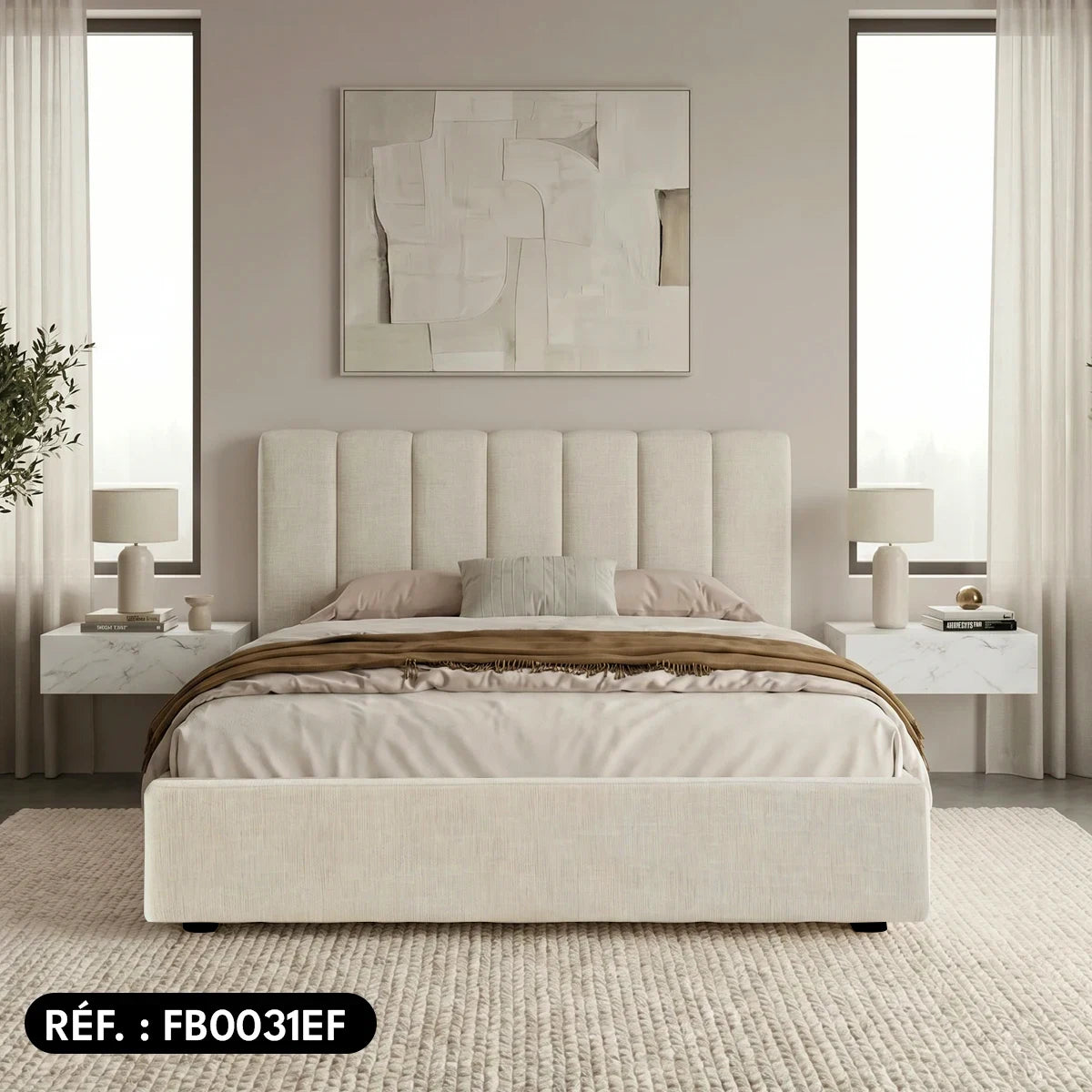 Sommier avec rangement + tête de lit tapissier - Ibiza 1
