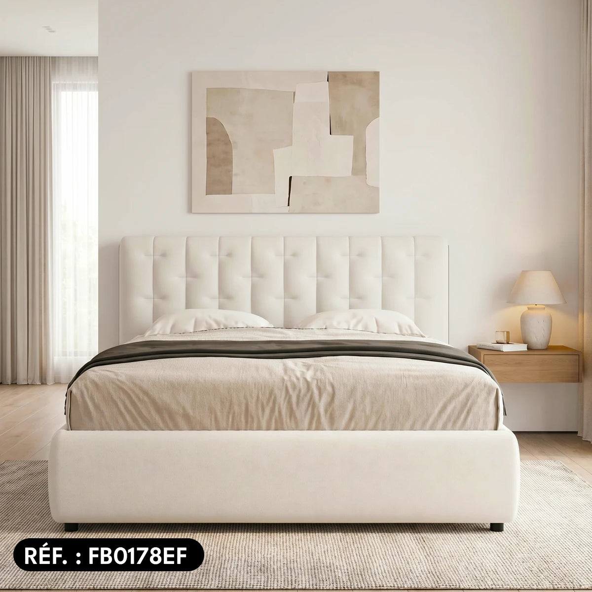 Sommier avec rangement + Tête de lit tapissier - Lima 1