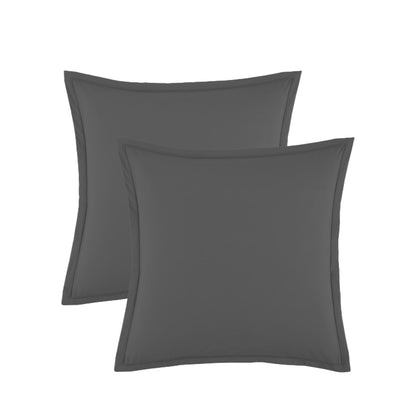 2 taies d'oreiller - 100% coton Noir anthracite