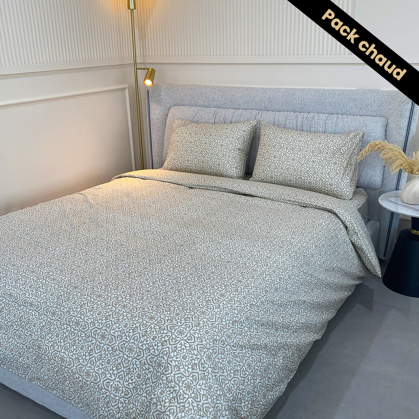 Pack chaud - Couette + parure de lit imprimée