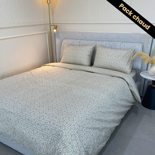 Pack chaud - Couette + parure de lit imprimée