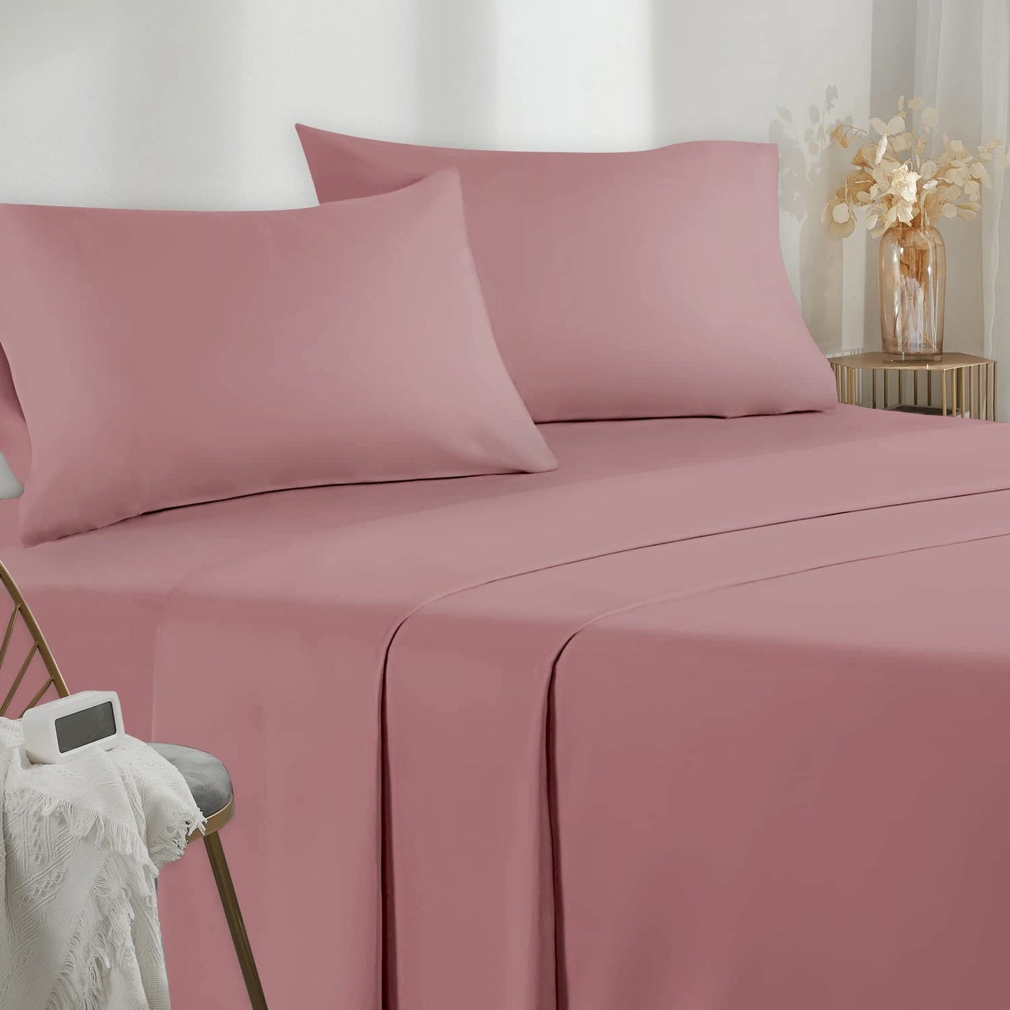 Parure de Lit Percale 100% Coton 4 Pièces