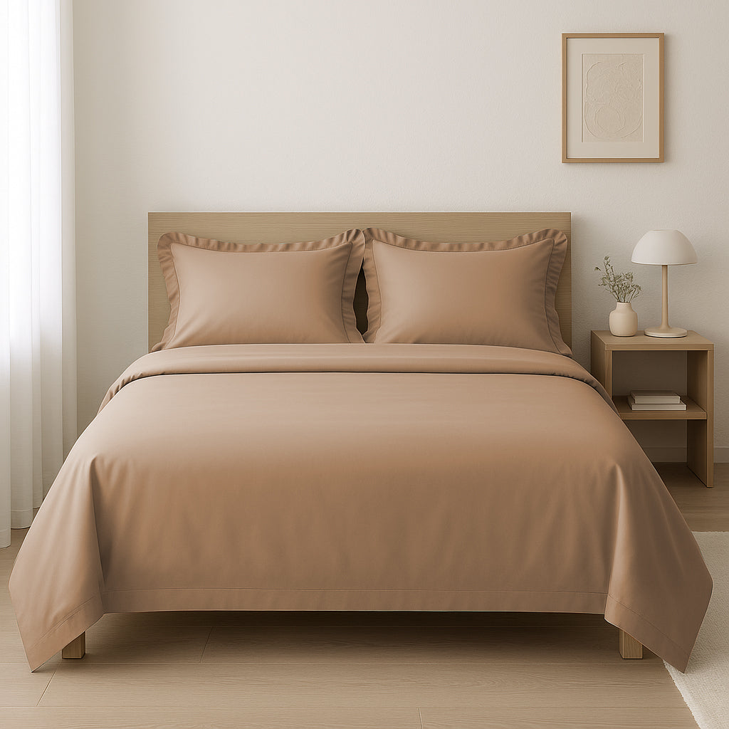 Parure de lit coton satiné 300 fils - 4 pièces - maison good and well