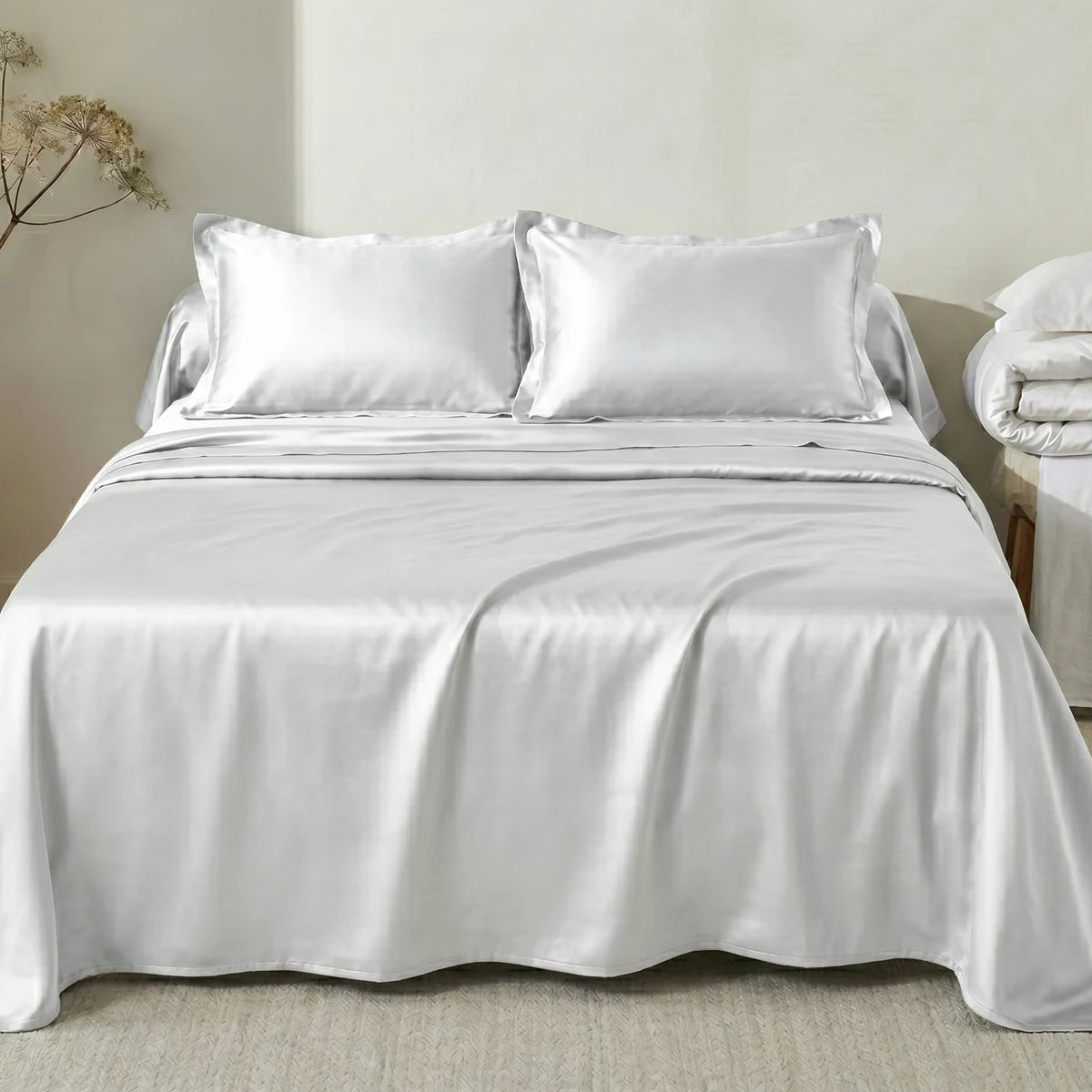 Parure de lit coton satiné 300 Fils - 4 Pièces