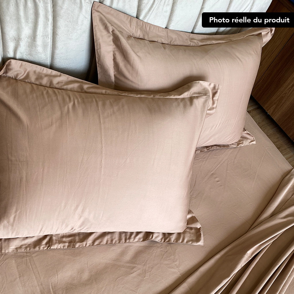Parure de lit coton satiné 300 fils - 4 pièces