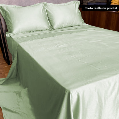 Parure de lit coton satiné 300 fils - 4 pièces