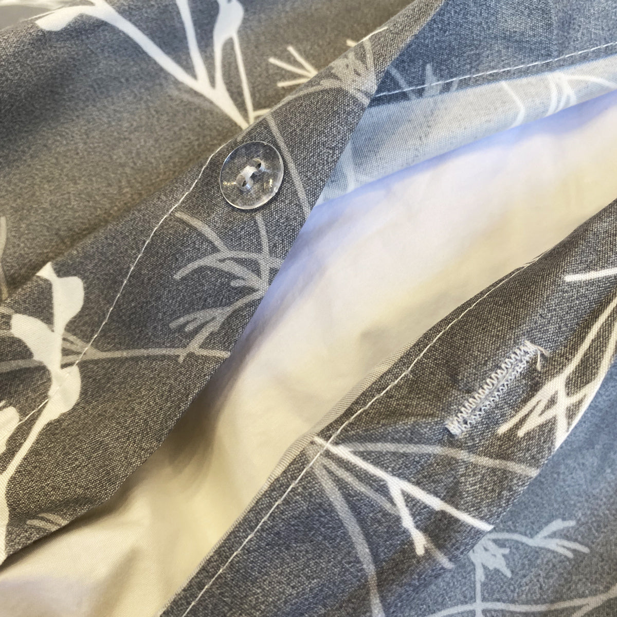 Housse parure de lit imprimée 4 pièces - White flowers - maison good and well