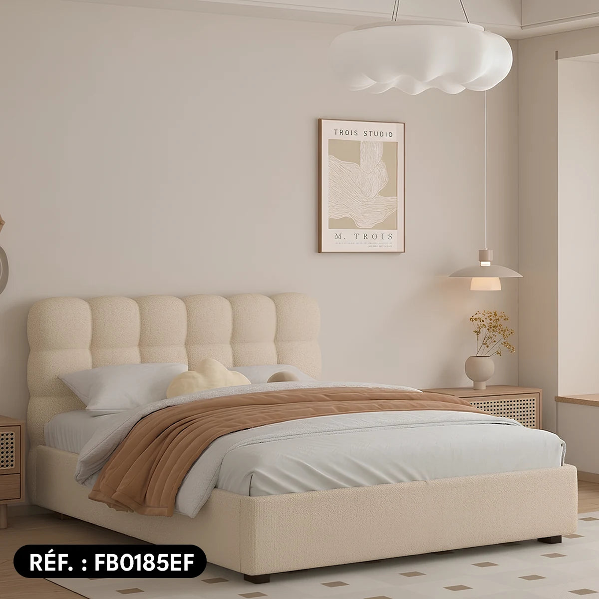 Sommier avec rangement + Tête de lit tapissier - Brême 1
