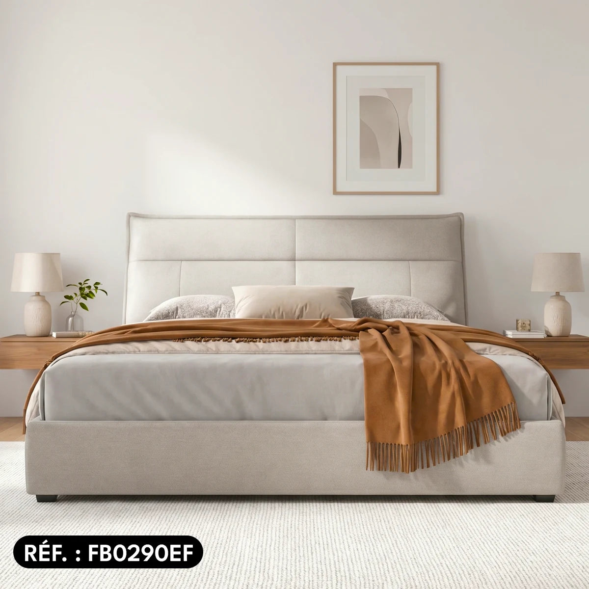 Sommier avec rangement + Tête de lit tapissier - Roma 1