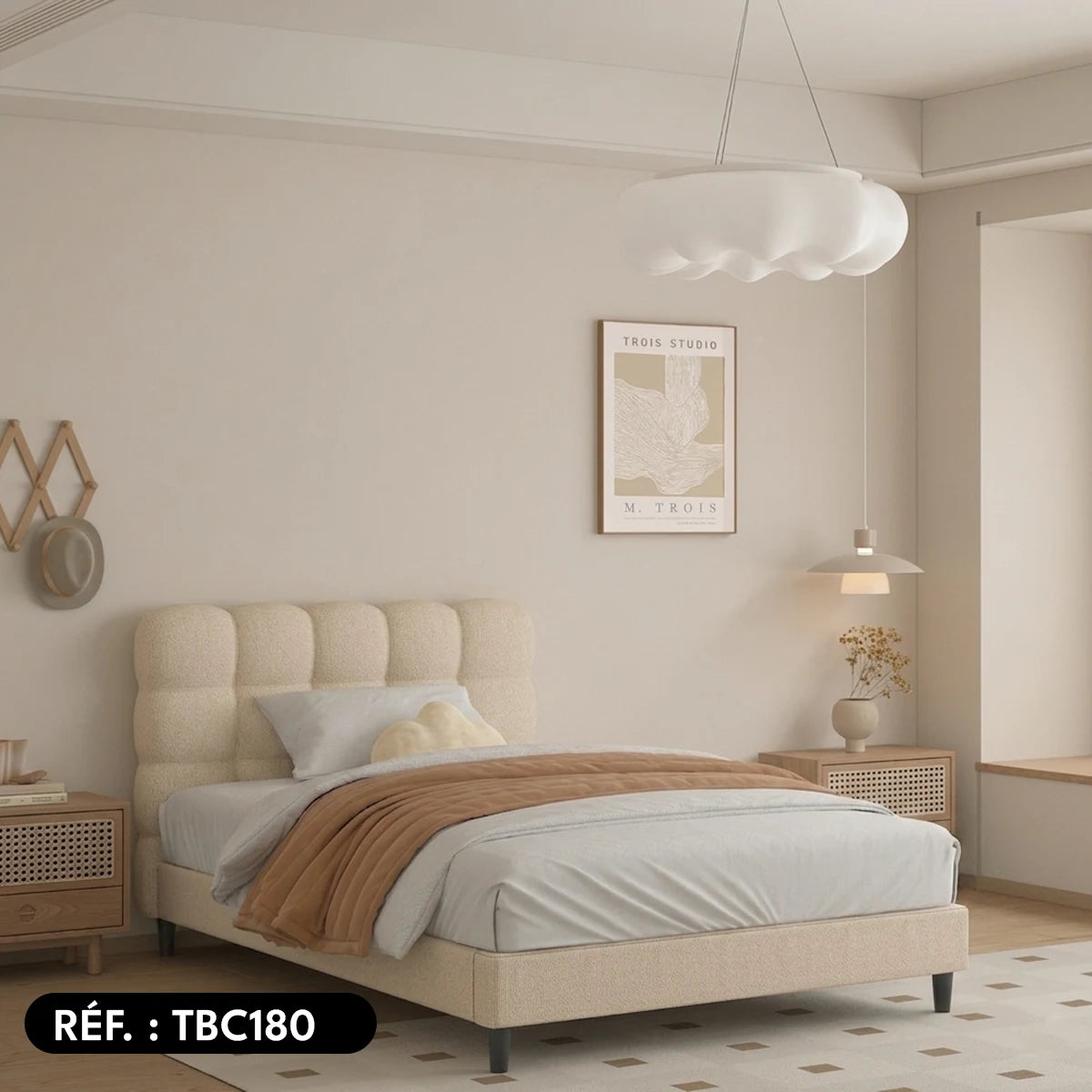 Sommier + Tête de lit tapissier Brême - (1 place) 1