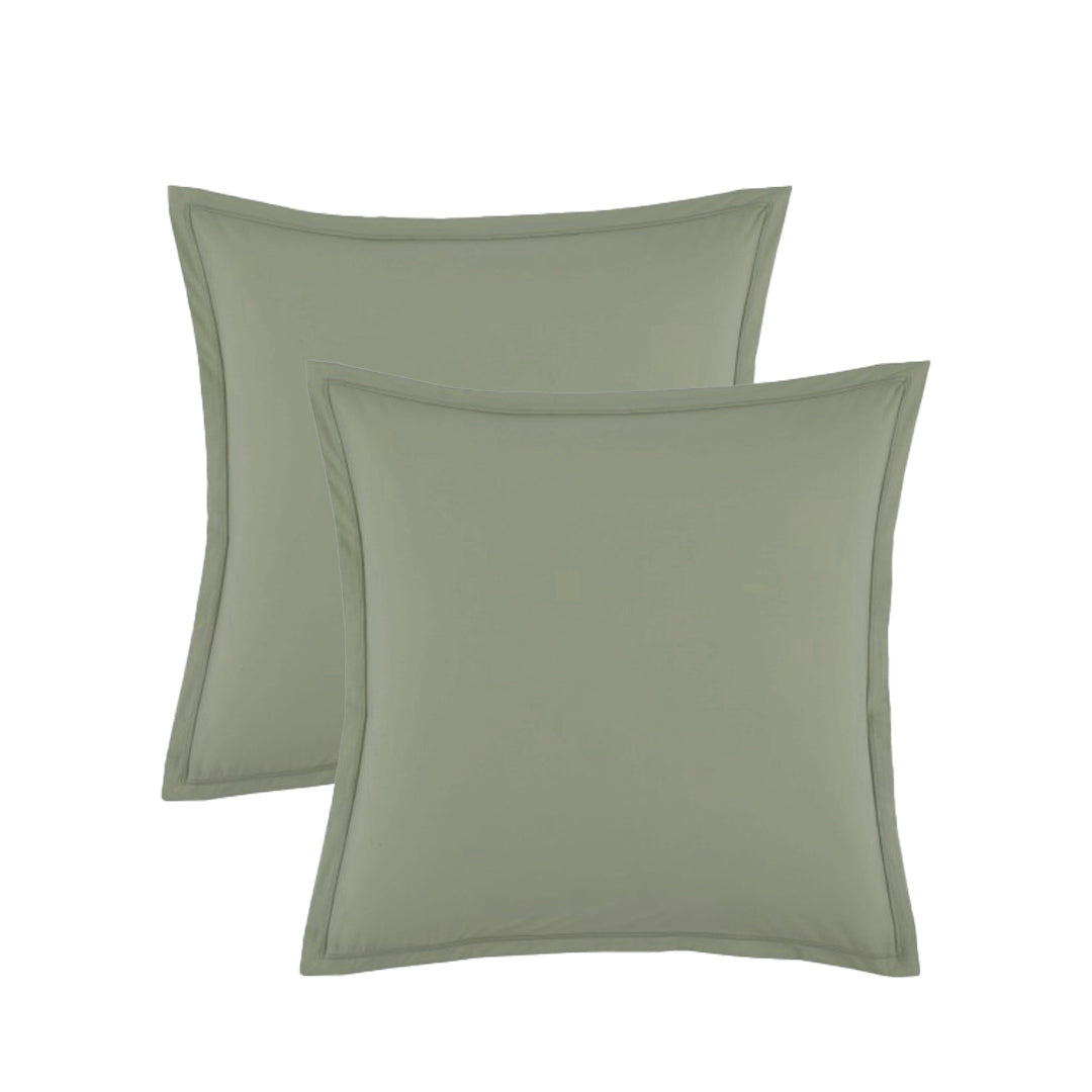 2 taies d'oreiller - Percale de coton Vert olive