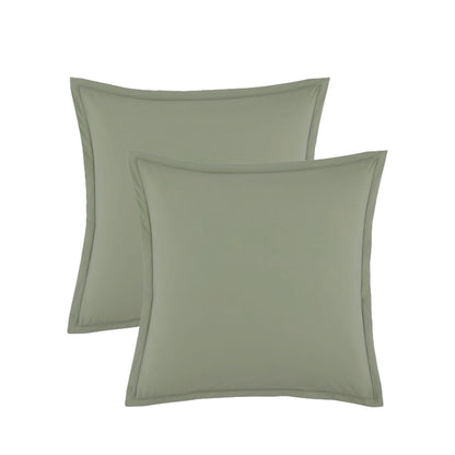 2 taies d'oreiller - Percale de coton Vert olive