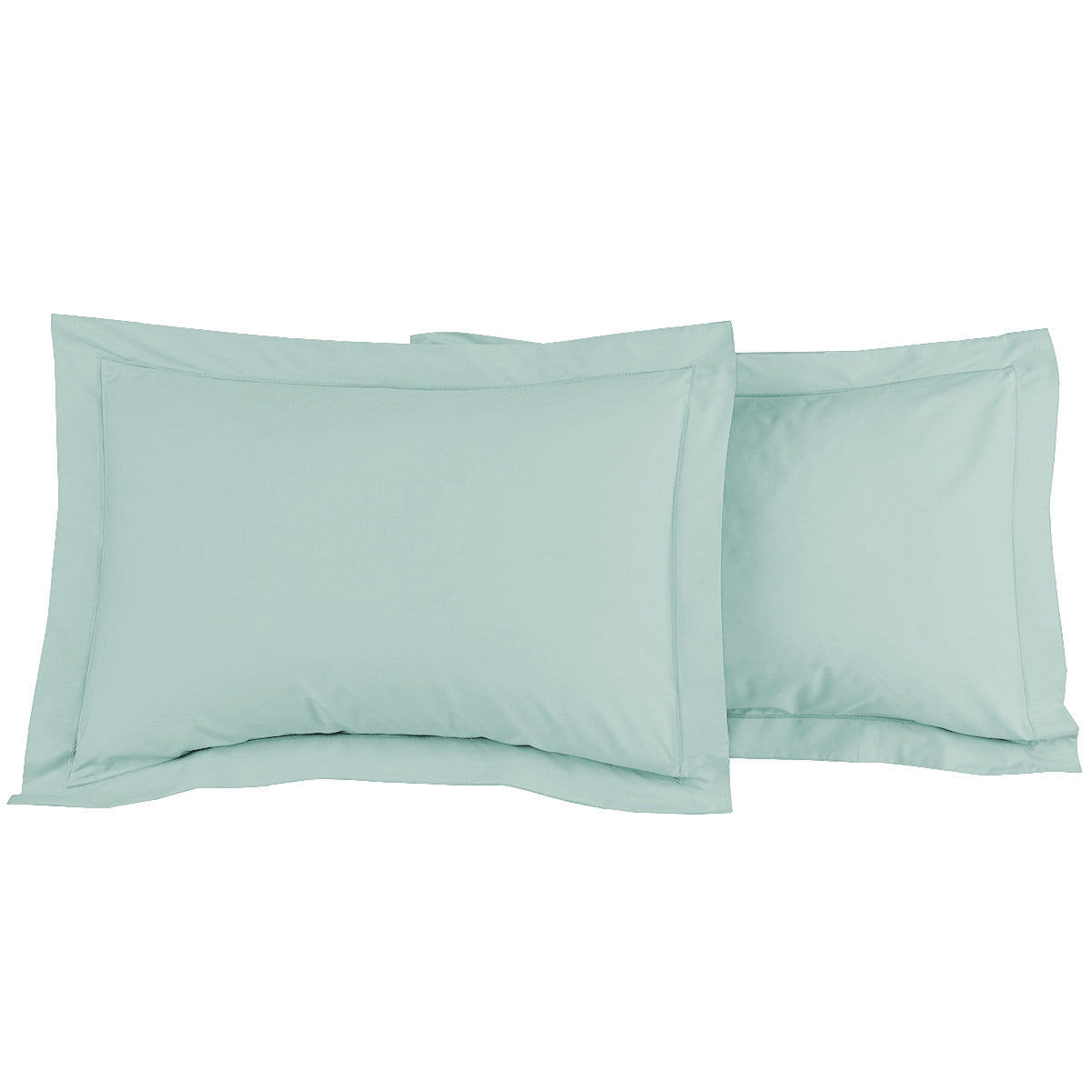2 taies d'oreiller - Percale de coton vert d'eau