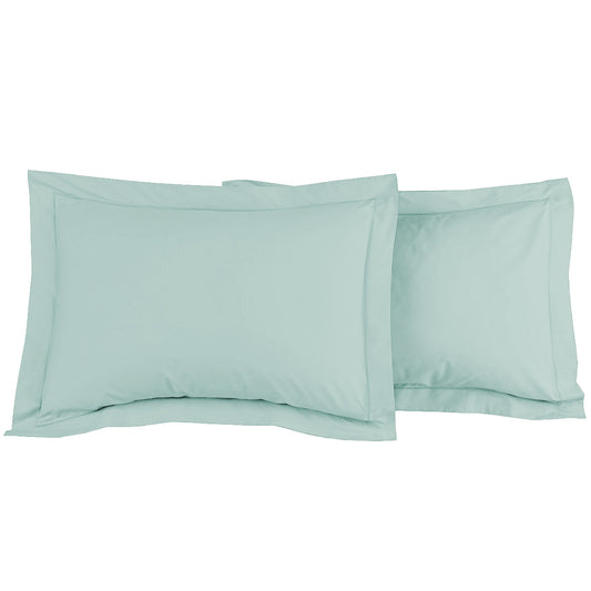 2 taies d'oreiller - Percale de coton vert d'eau